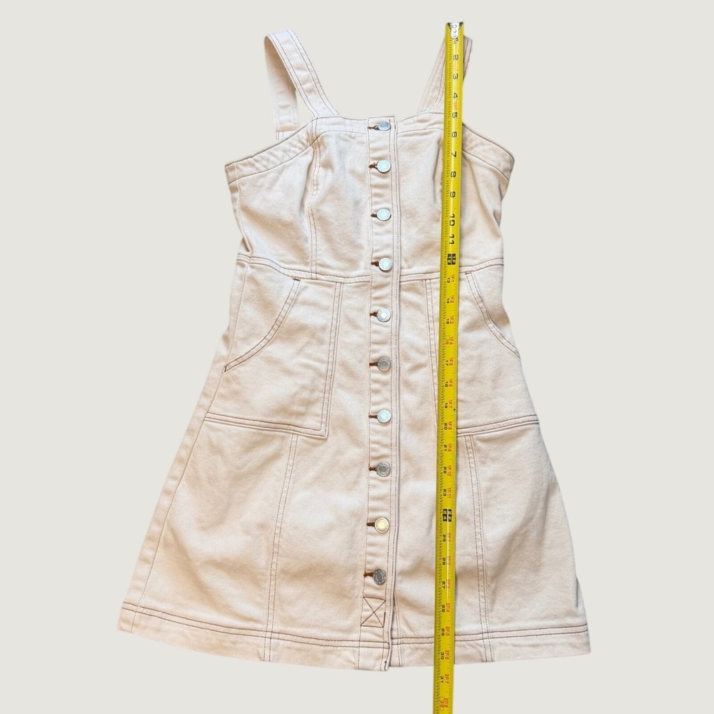 Cream Denim Button Front Mini Dress, 3/26W - Picture 7 of 8